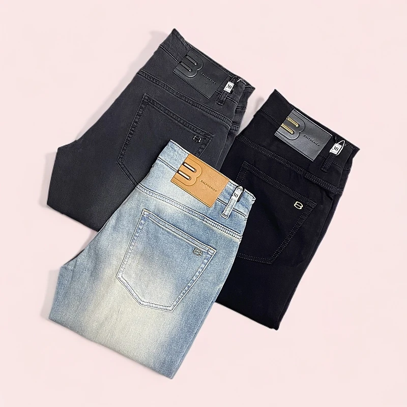 欧货高档春夏薄款男士牛仔裤男款轻奢时尚商务弹力修身百搭长裤男