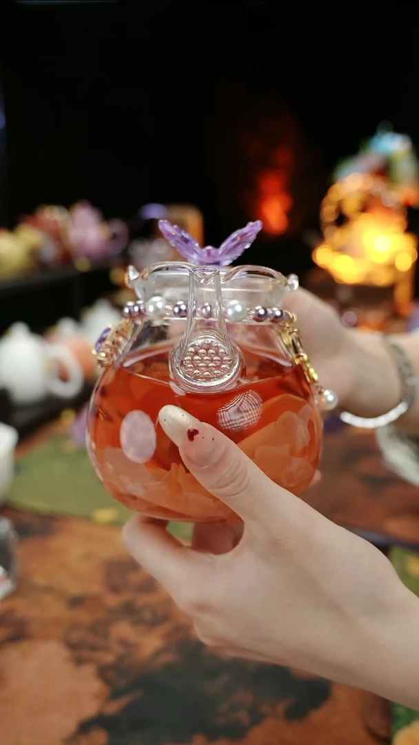 紫色铃兰花茶壶+链子