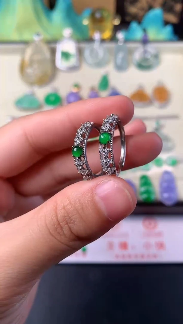 银S925镶嵌戒指翡翠多样性发一