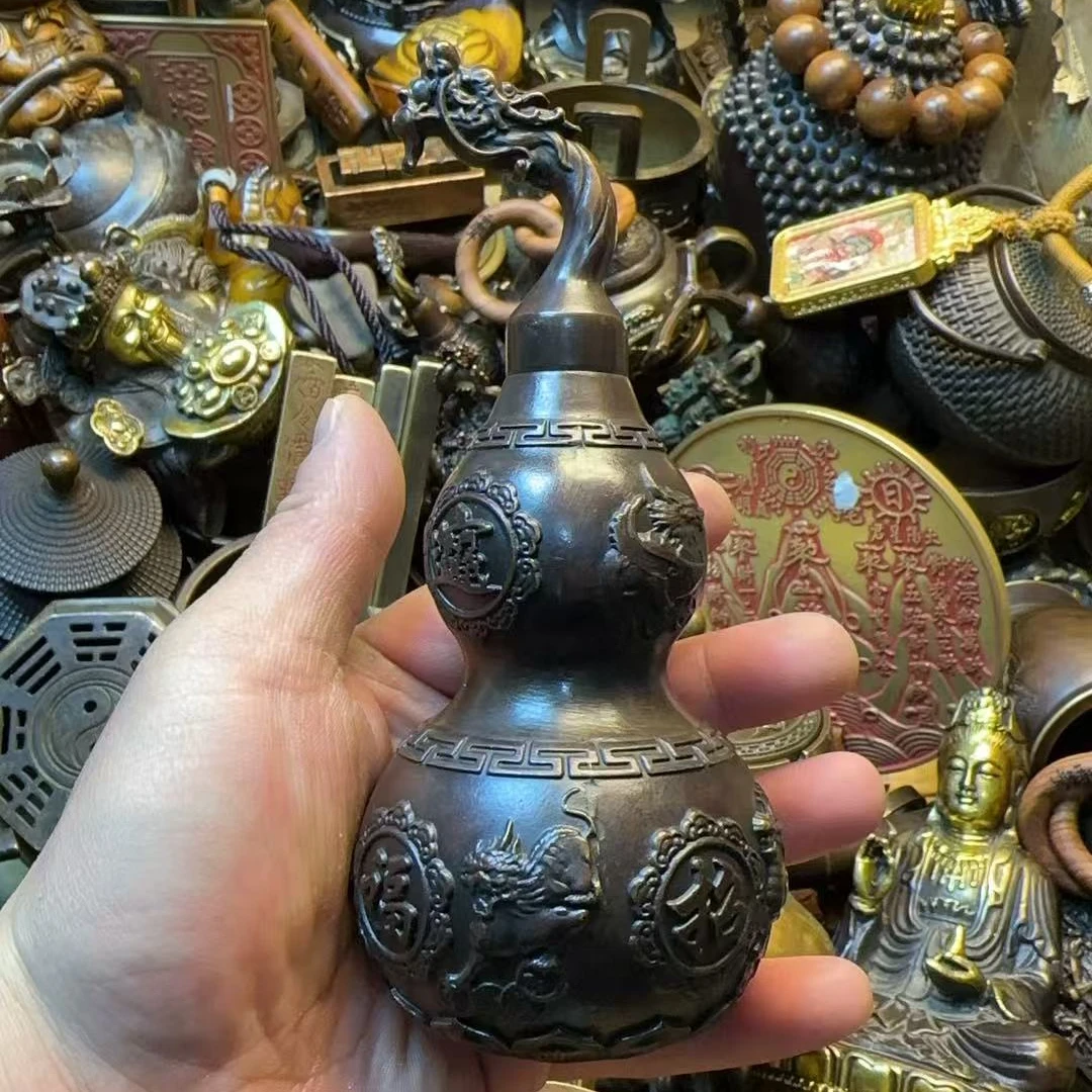 纯铜复古龙头葫芦吉祥如意摆件
