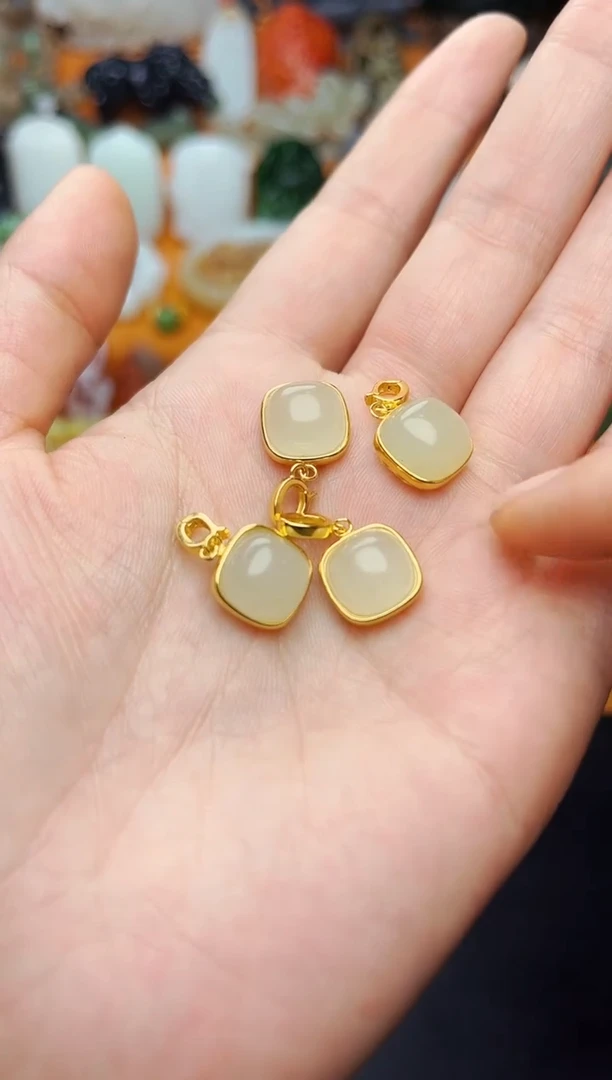 【闪购商品】和田玉颈饰银S925镶嵌方糖多样性拍一发一