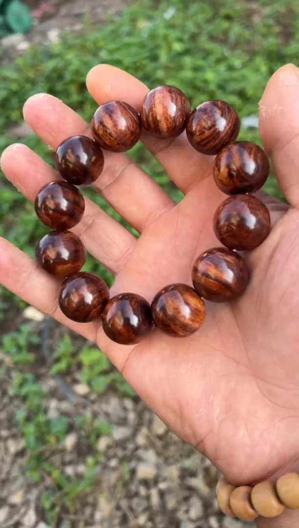 黄花梨/降香黄檀A019留疤水波2.0圆珠手串398