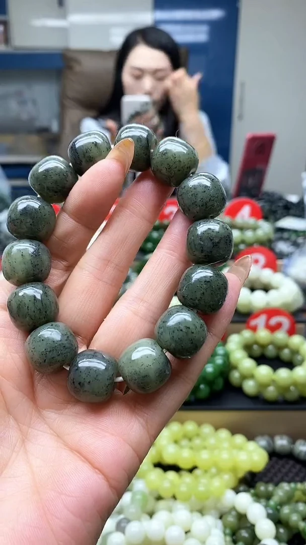 未镶嵌手串和田玉老型点墨青花16