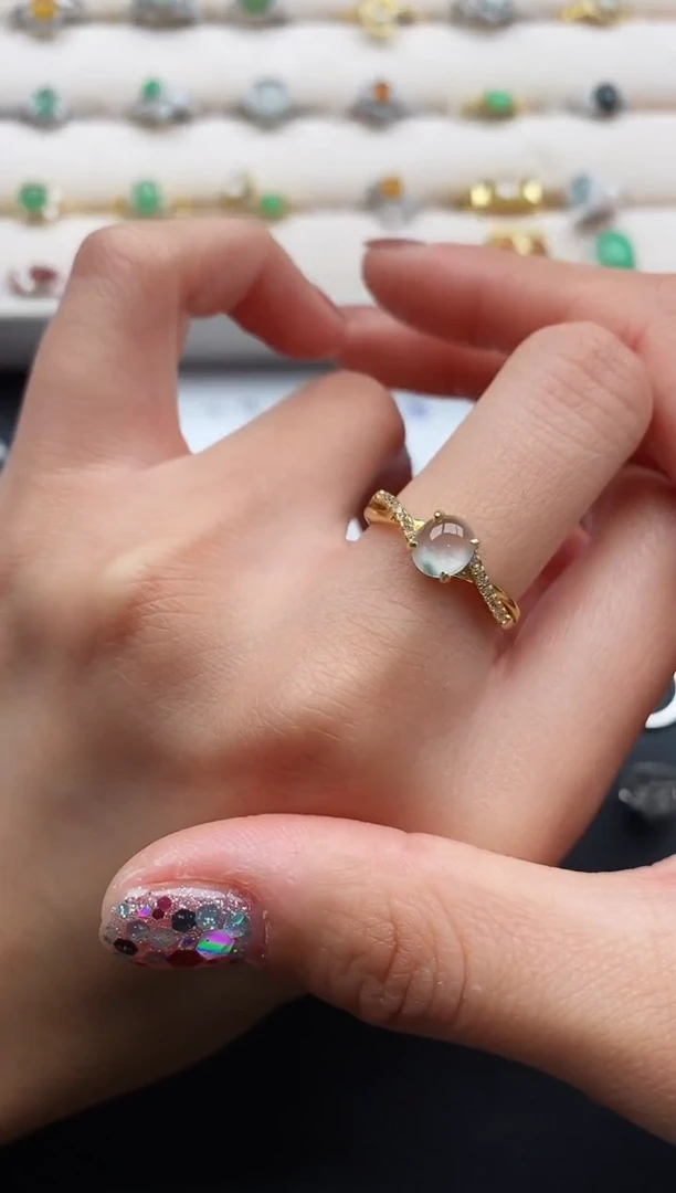 银S925镶嵌戒指翡翠66666666+9