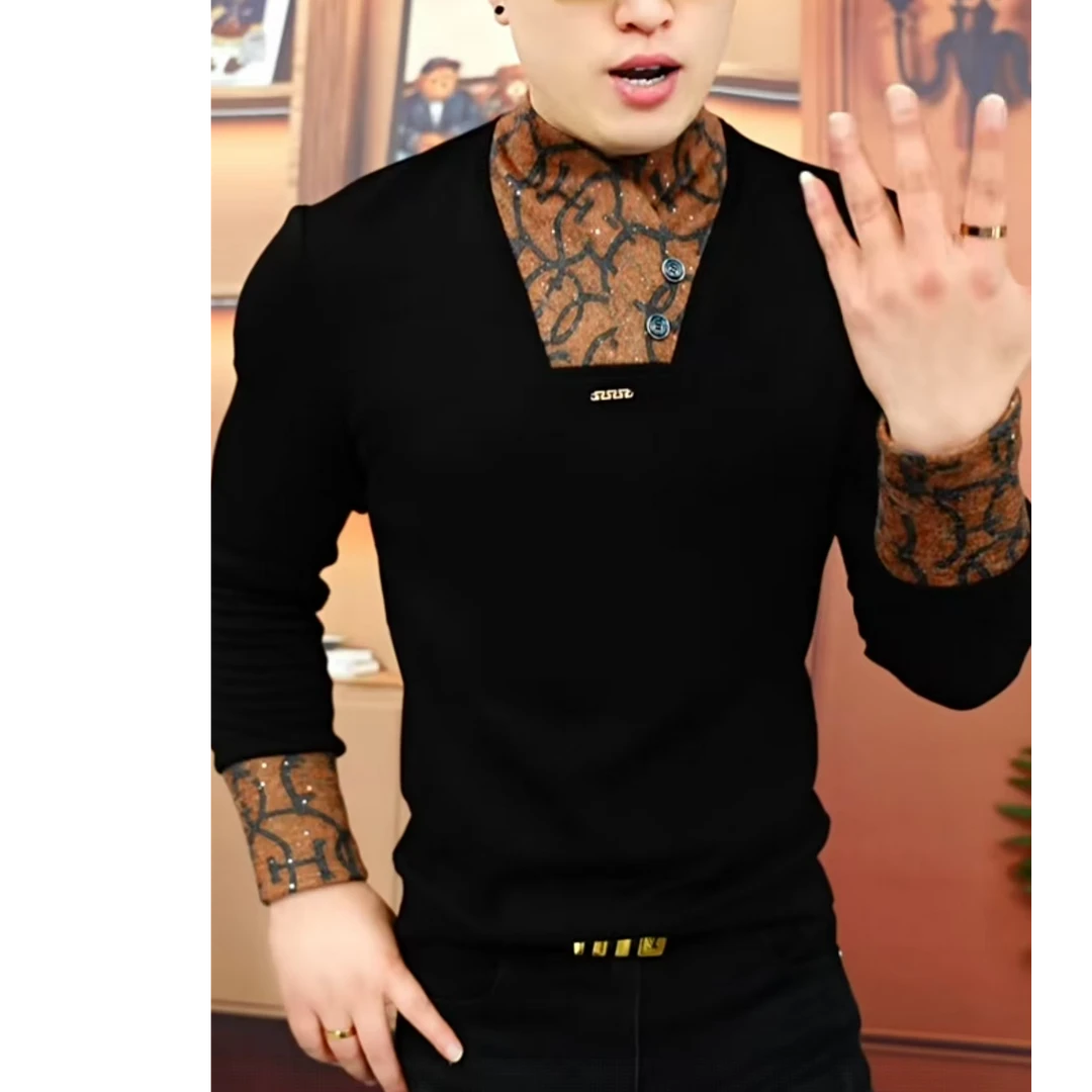 《玄纹金章》冬季新款潮流卫衣时尚高端长袖简约修身轻奢休闲帅气男