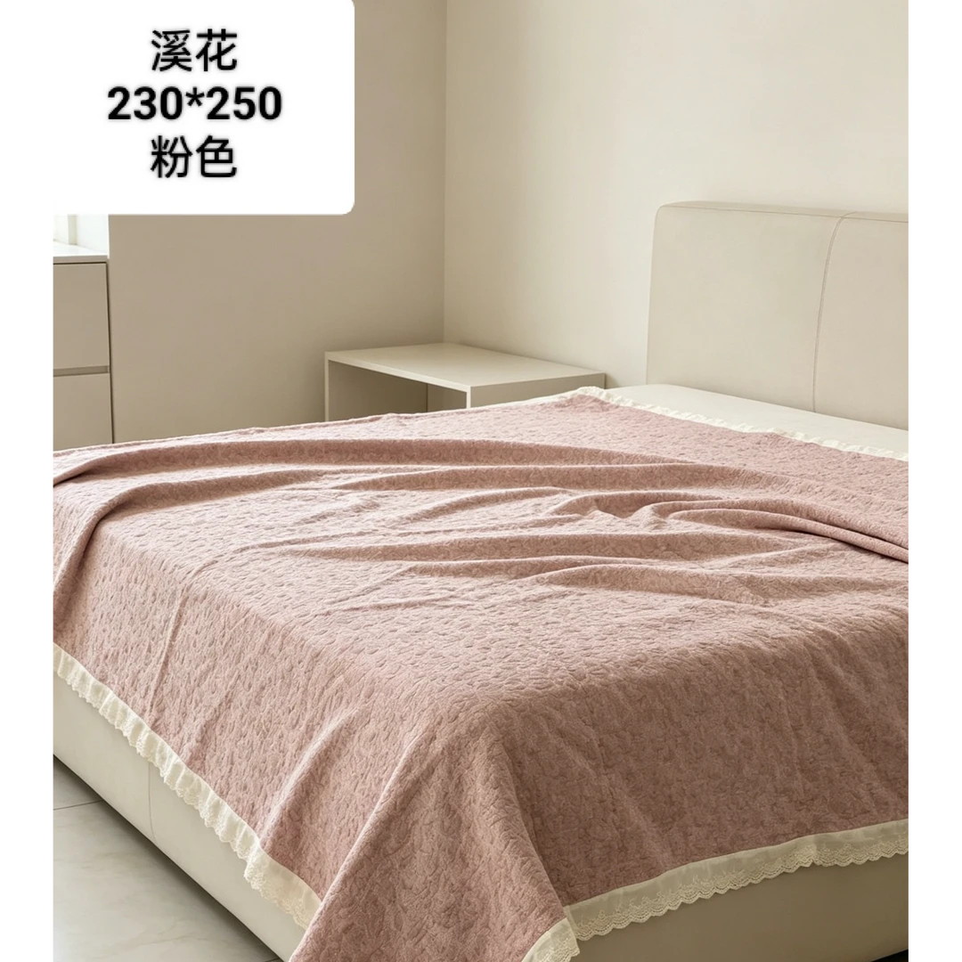 NANA(娜娜)【溪花】230*250cm高端雨露麻+彩棉床盖透气亲肤吸湿排汗