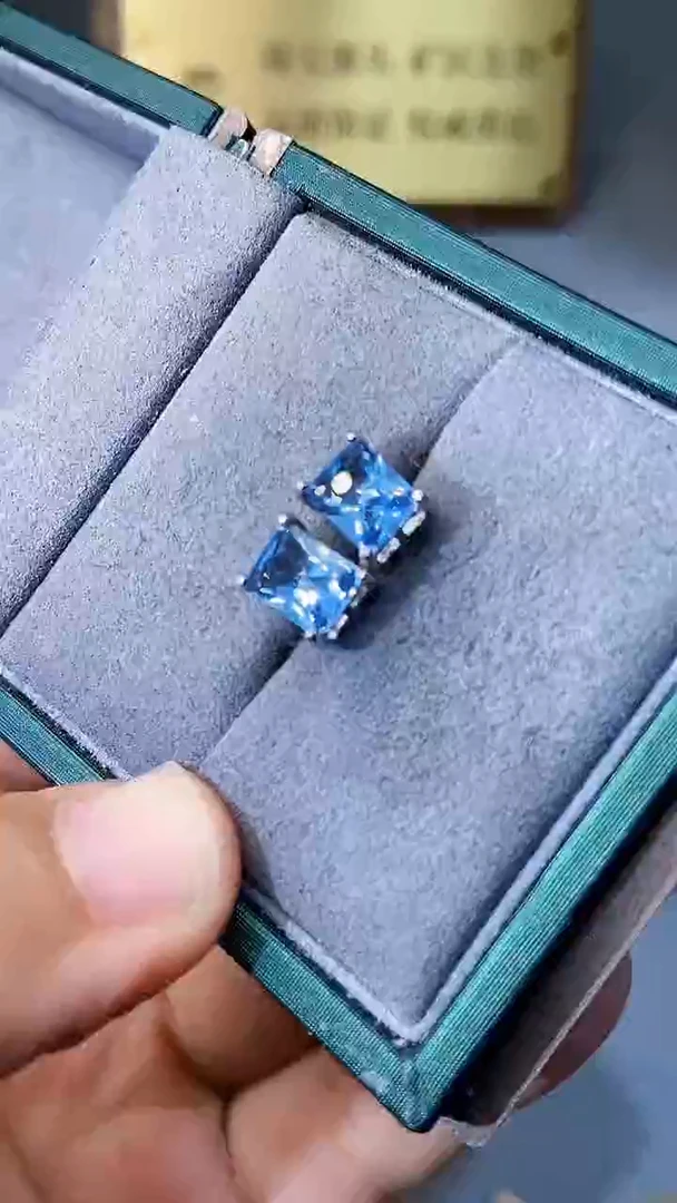 【闪购商品】海蓝宝石耳饰银S925镶嵌354