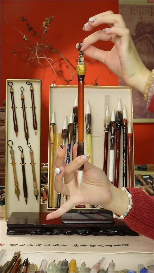 111号闪孤品高货毛笔链接 清水试笔 蘸墨不退