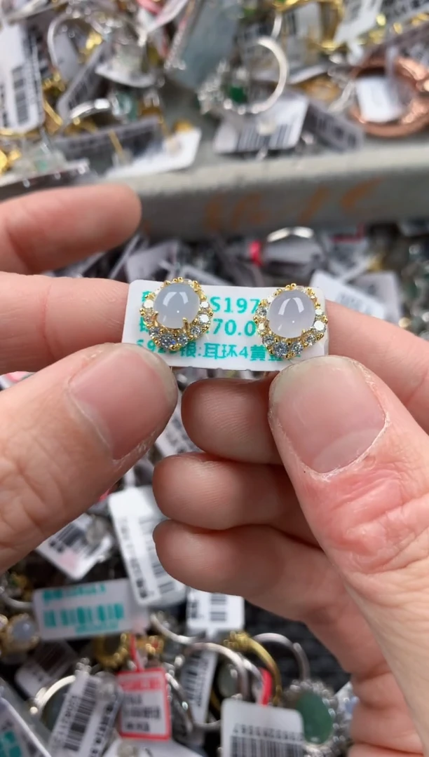银S925镶嵌戒指翡翠4----5