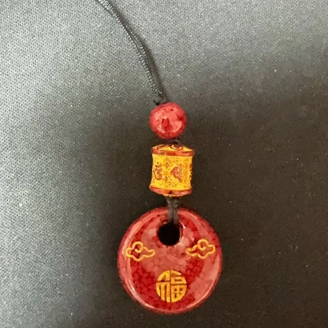 含辰砂工艺品晶体砂平安扣吊坠挂件可做钥匙扣包挂