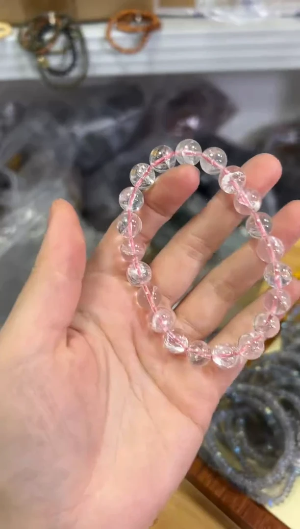 【闪购商品】水晶手链未镶嵌粉阿赛水晶圆珠手链[690]