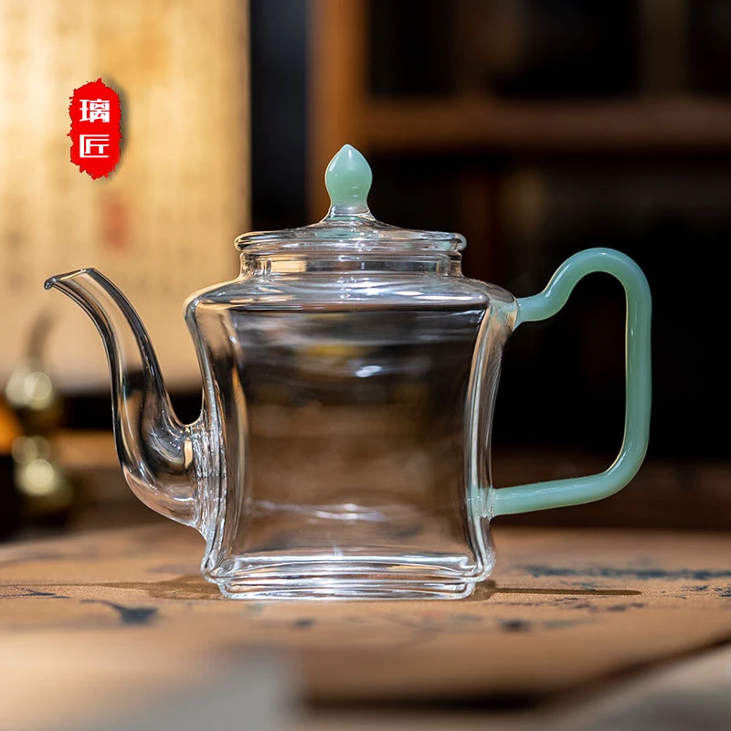 250ml透明把小方壶高档加厚手作