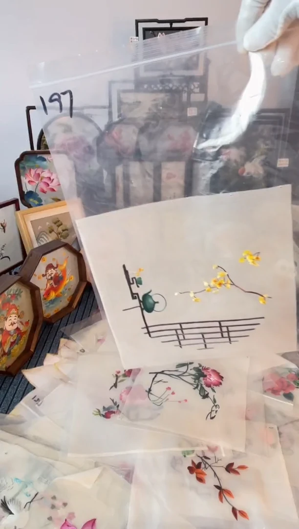 织绣纯手工苏绣双面绣绣布197
