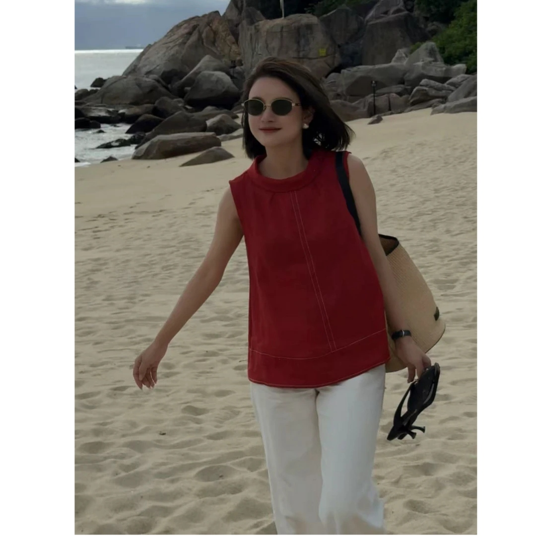 JIAO.AO【线构乐章】极简无袖明线设计小众上衣Y110