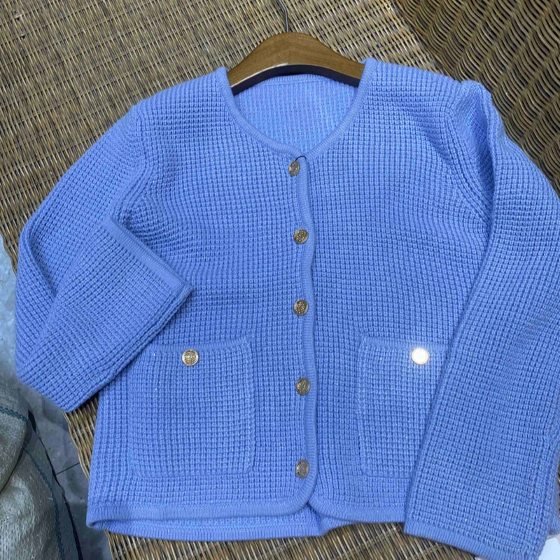 长袖纯色休闲风短款加厚蓝色上衣时尚032401  LS