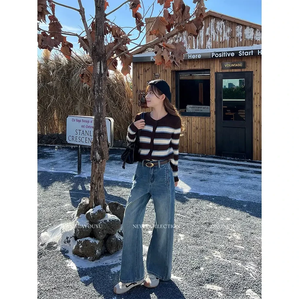 王JlA有鱼【小个子定制】秋季新款直筒阔腿裤女2025年爆款牛仔裤