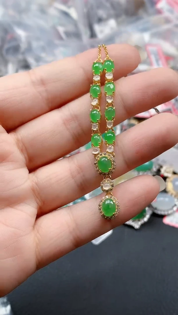 银S925镶嵌戒指翡翠天然A货缅甸翡翠