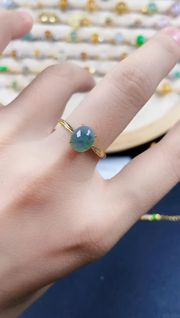 翡翠戒指银S925镶嵌568984