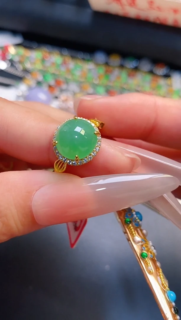 银S925镶嵌戒指翡翠天然