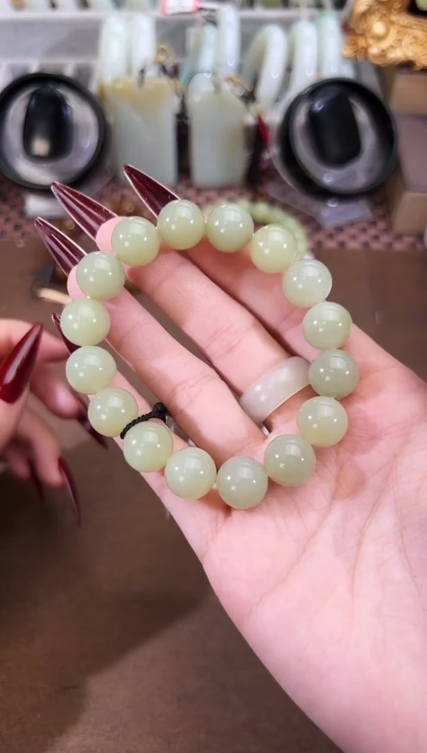 未镶嵌手串和田玉若羌料黄口手串卡12（76）