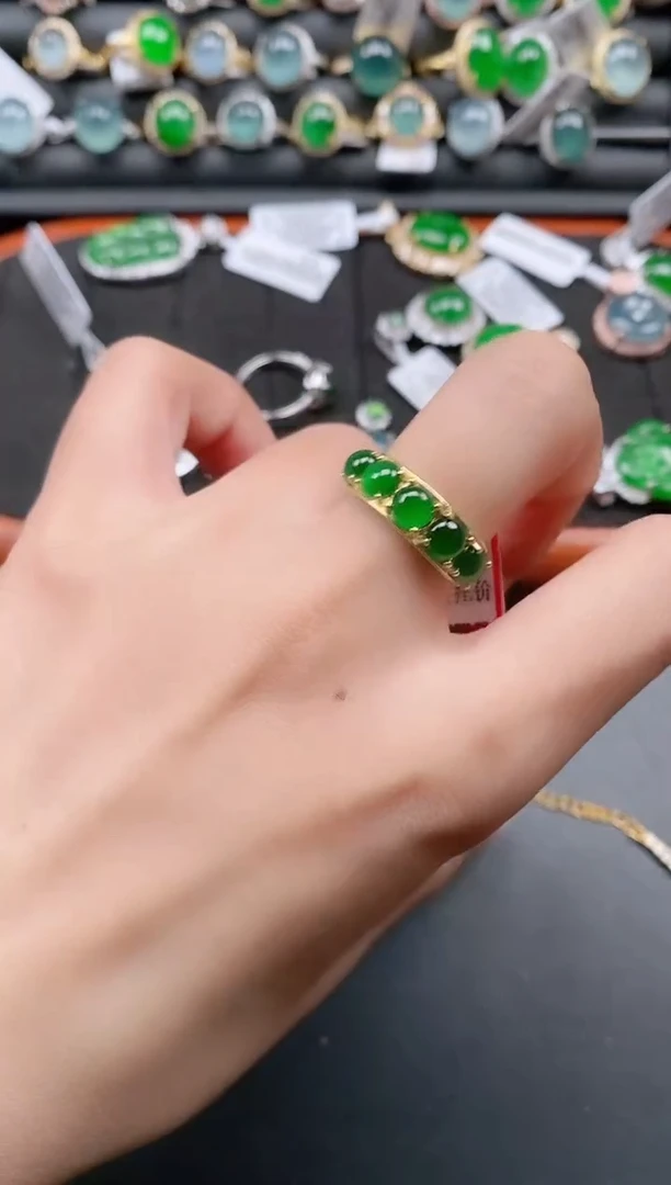 银S925镶嵌戒指翡翠111