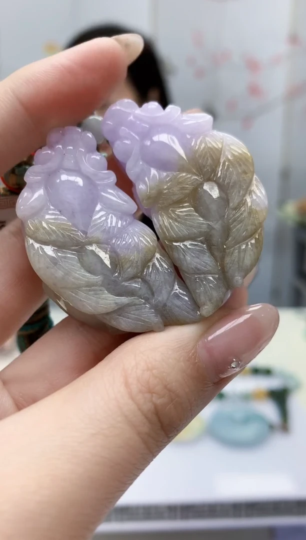 【闪购商品】定制翡翠未镶嵌4852jw-毛货挂件一对94