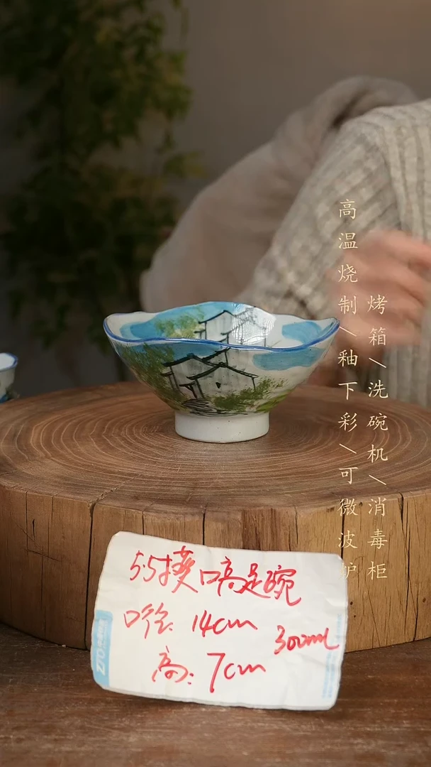 碗瓷景德镇手工手绘高温瓷釉下彩