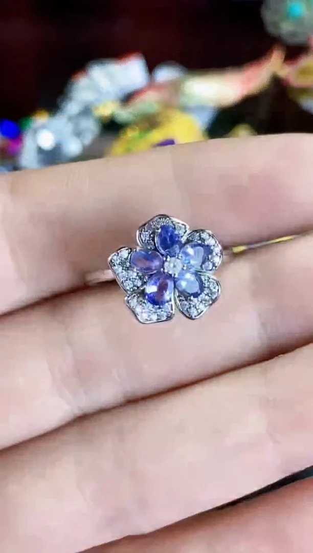 坦桑石戒指银S925镶嵌楚楚珠宝中古甄选不退换