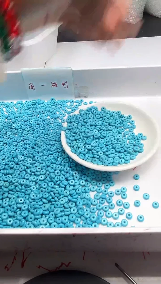 未镶嵌颈饰玛瑙/玉髓w525高瓷蓝*松算盘6*3mm*30颗