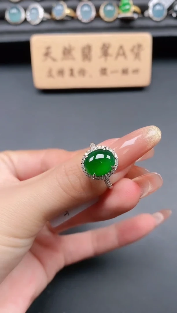 银S925镶嵌戒指翡翠11
