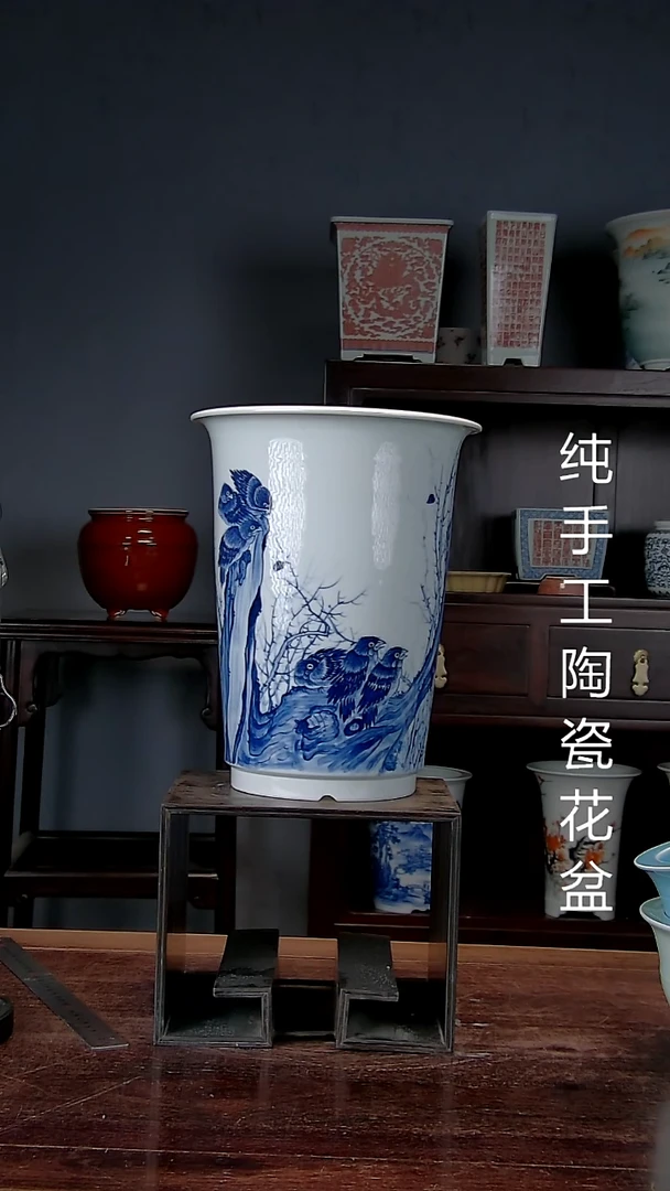 景德镇陶瓷 手工花盆