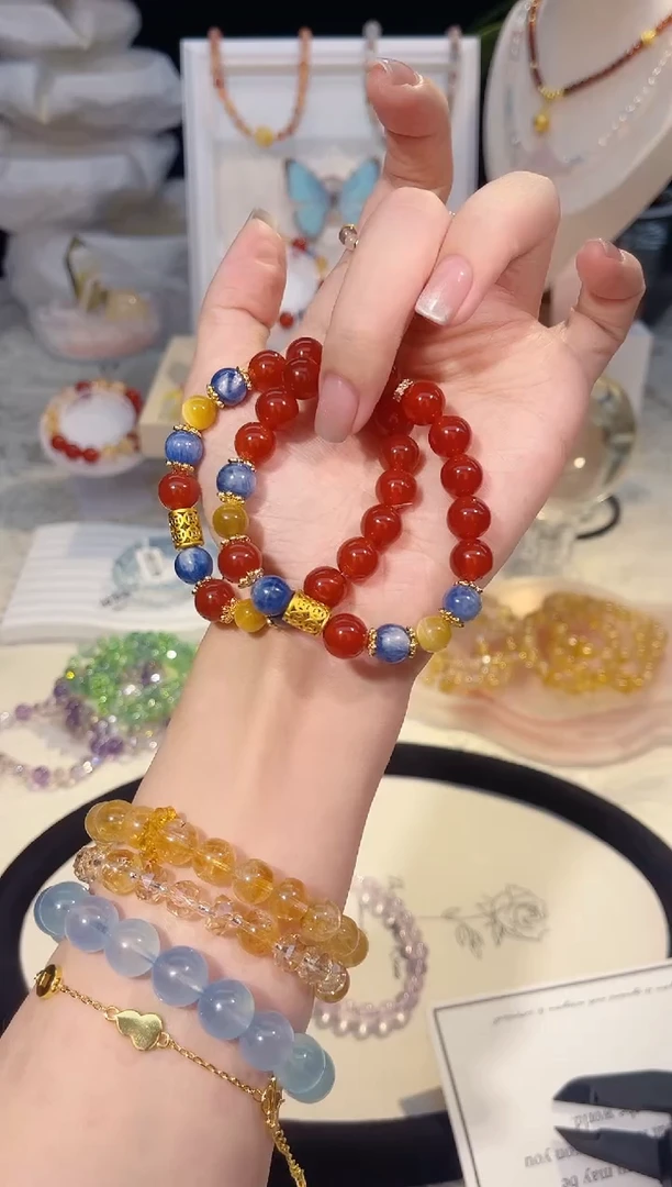 未镶嵌手串水晶单圈蓝晶石玛瑙