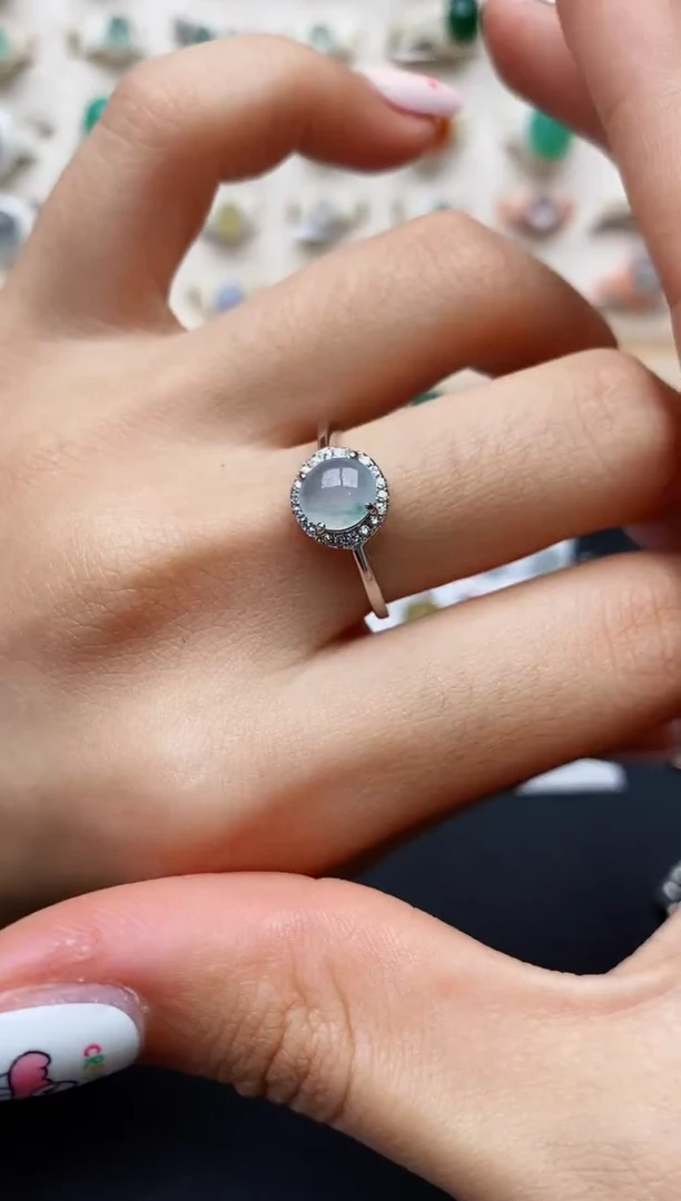 【闪购商品】翡翠戒指银S925镶嵌缅甸翡翠