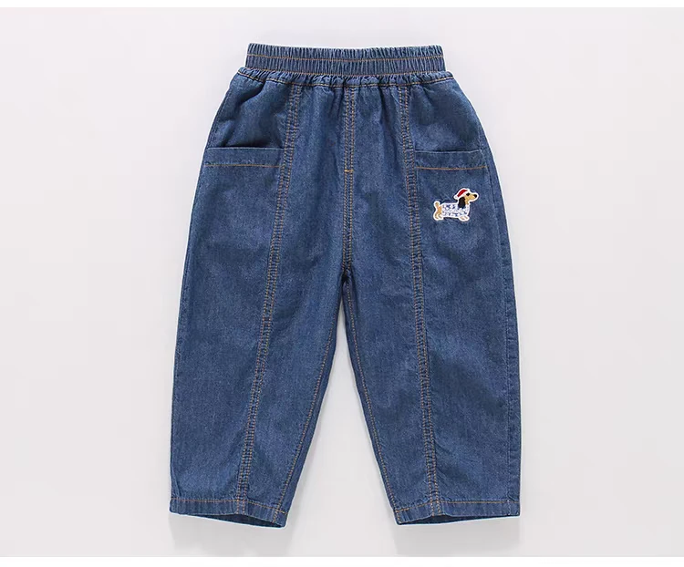 儿童夏季洋气宽松直筒超薄超柔软牛仔裤男女宝宝透气薄款潮九分裤