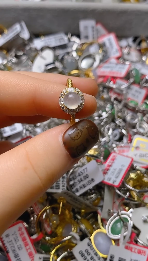 银S925镶嵌戒指翡翠百内无证书