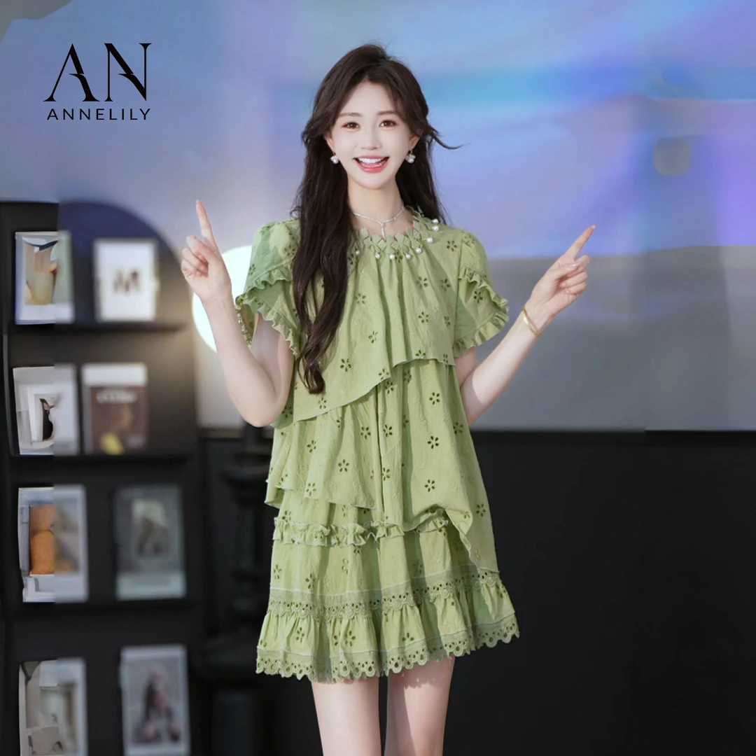 ANNELILY安琪琪【乐芙】新款时尚轻奢百搭气质短裙套装AT2506006