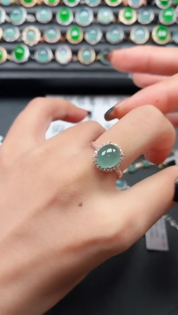 翡翠戒指银S925镶嵌1111