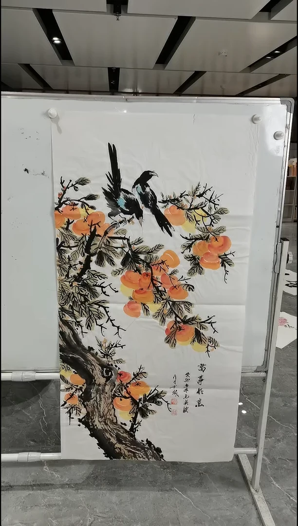 国画毛英波四尺竖幅万事如意