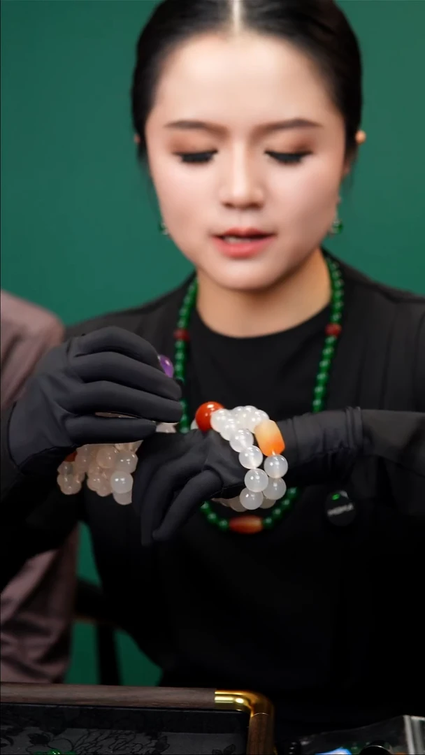合金手串玛瑙/玉髓天然白冰玛瑙手串配橘玛瑙主石