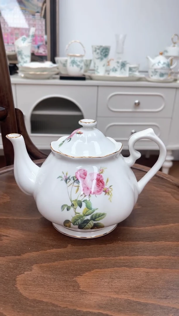 瓷片玫瑰高骨骨瓷微瑕茶壶不退换