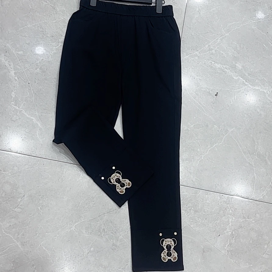 灵璧胖衣秀服《毛毛推荐》早秋时尚8454大码休闲高腰弹力九分裤子