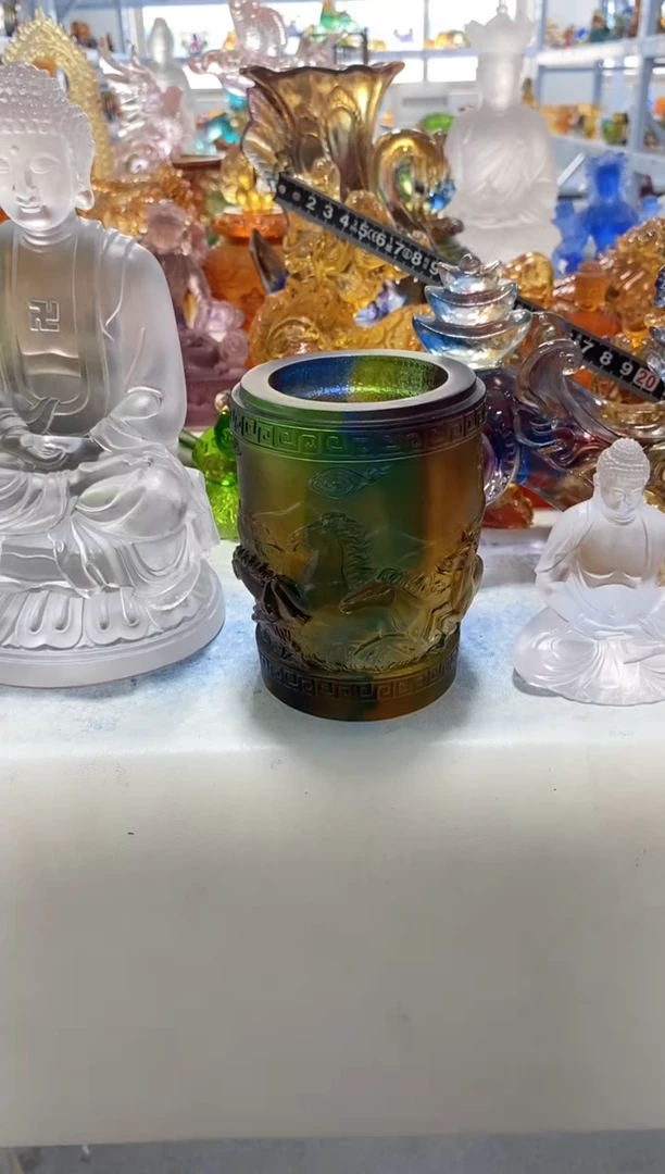 手工艺品琉璃523 马笔筒  微瑕