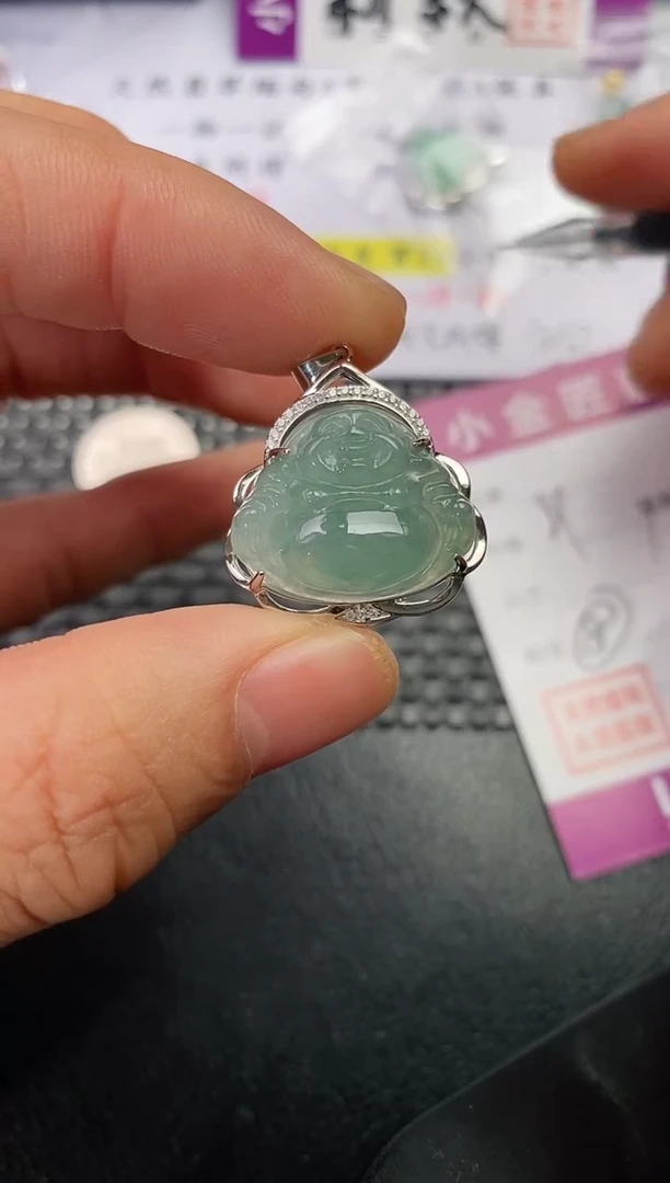 吊坠(不含链)银S925镶嵌翡翠小****风挂件