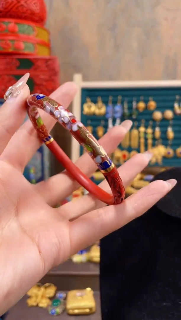 【闪购商品】非遗雕漆景泰蓝红色镯子61-64