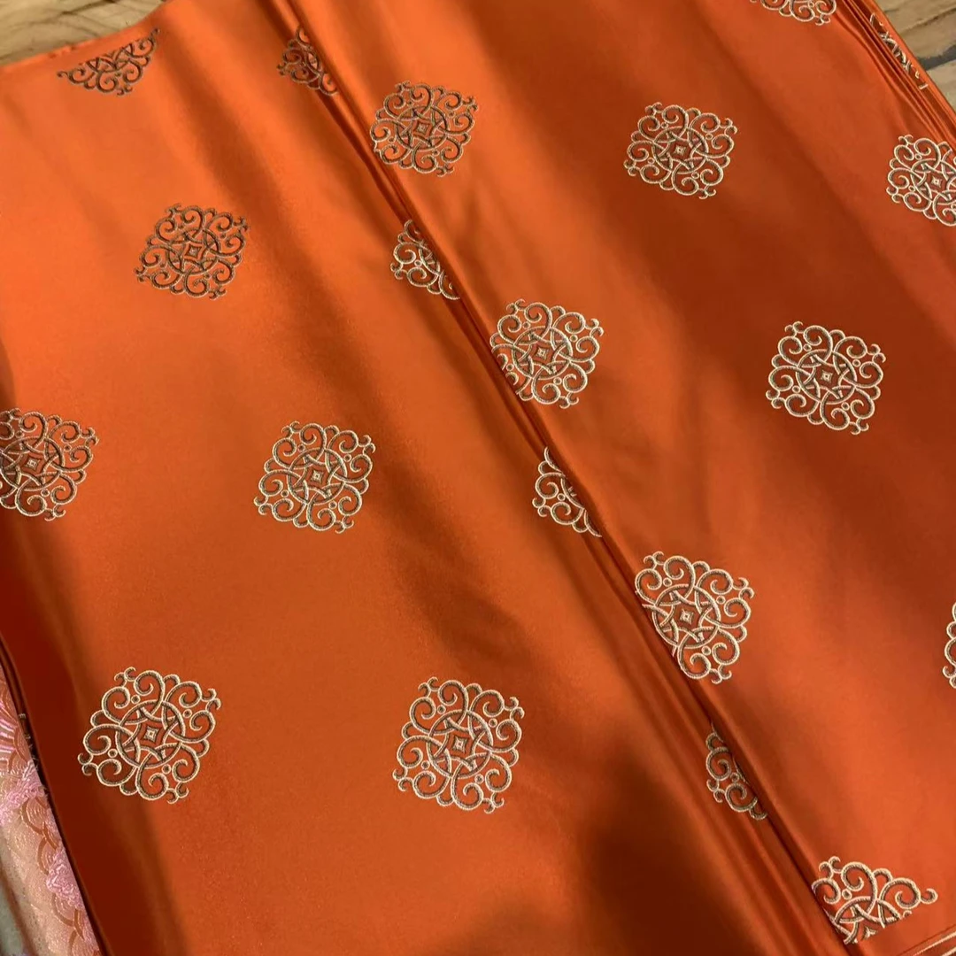 小如意高密蒙古袍藏袍少数民族织锦缎布料马甲儿童礼服布料直播