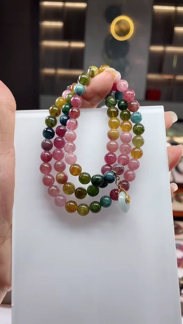 未镶嵌老矿碧玺三圈手串7mm+碧玺（多样性发一条）Q