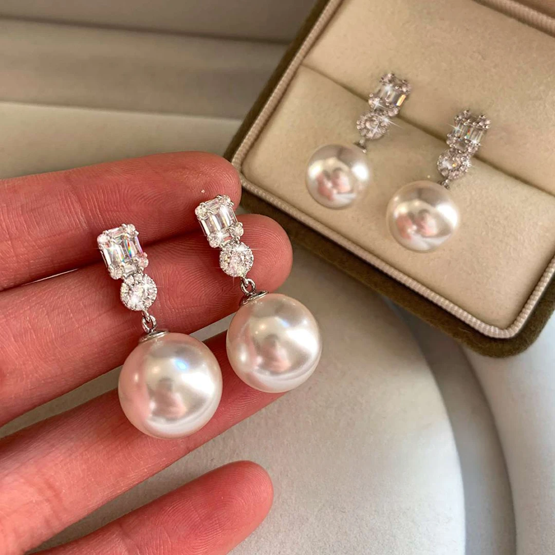 925银耳饰 百搭银针S家极光戴妃大珍珠耳环女2025超火新款高级