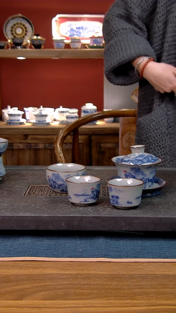 简装家用款4件套 老陶泥开片纹陶瓷茶具