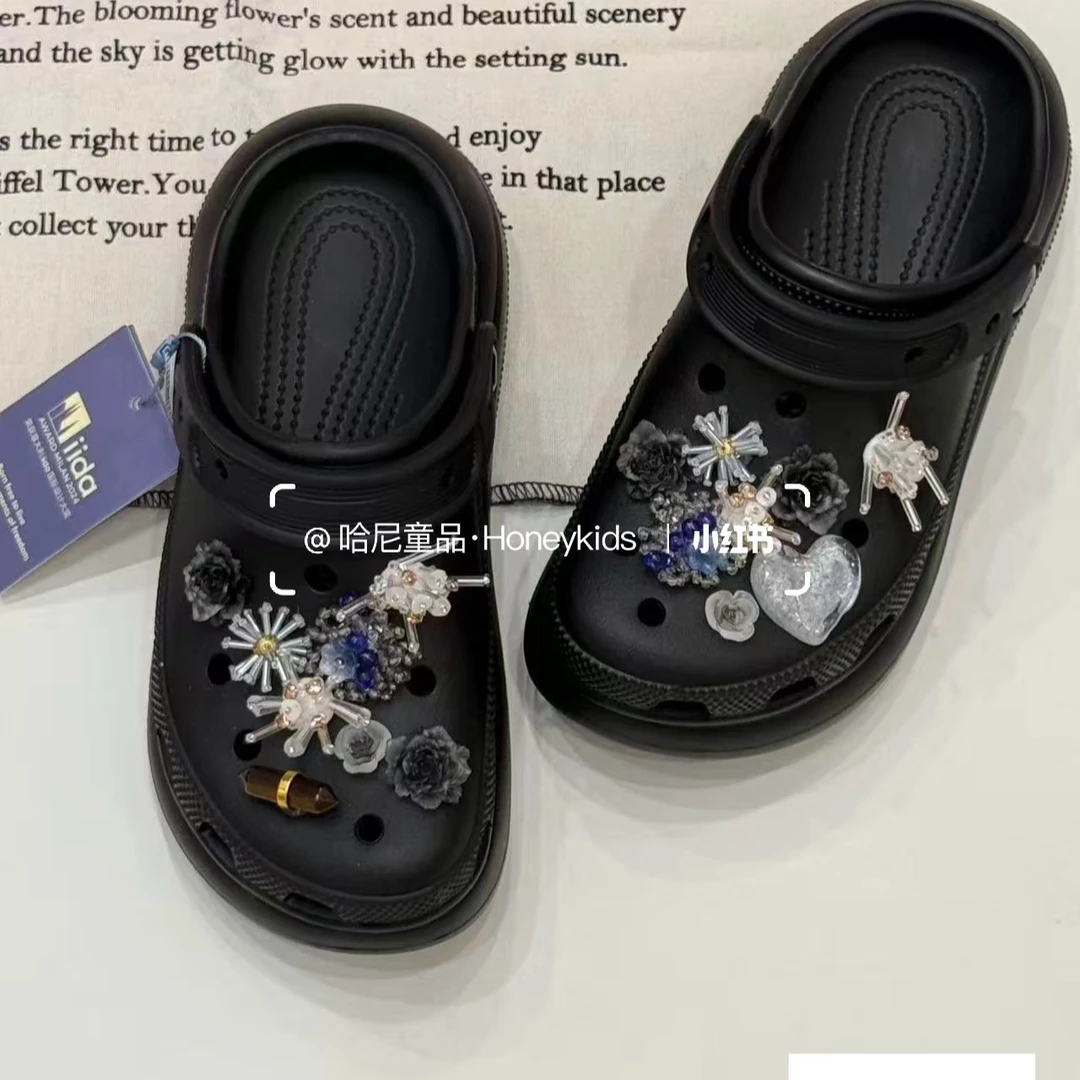 儿童超轻防滑洞洞鞋拖鞋（附赠鞋花）NVSV未来洞洋气外出洞洞鞋儿童