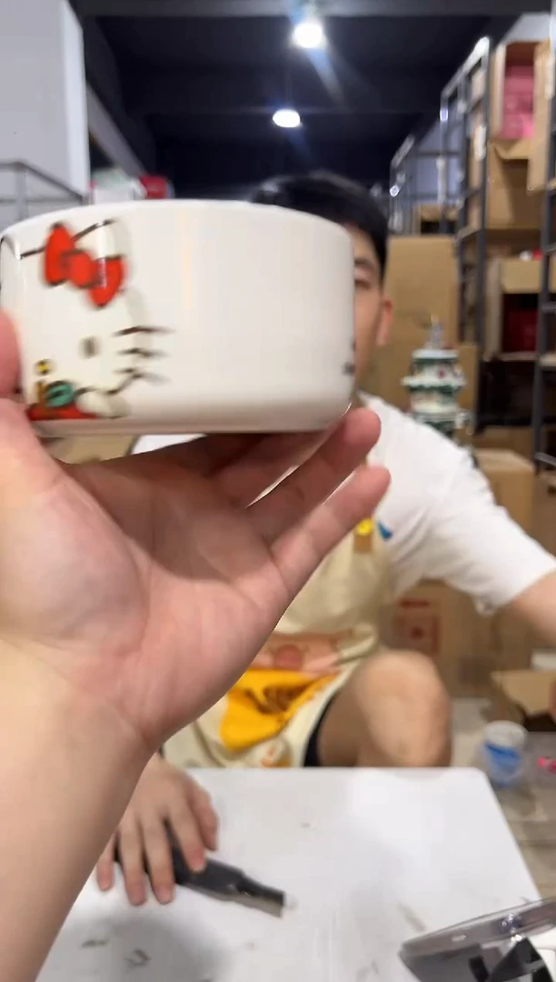 瓷片陶瓷碗白色kt猫碗